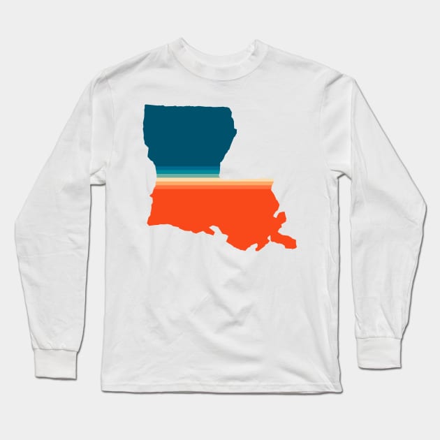 Louisiana State Retro Map Long Sleeve T-Shirt by n23tees